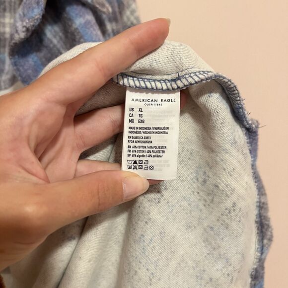 NWT American Eagle AE Go Big Beach Flannel Plaid Shirt Women's Size XL - Picture 5 of 10